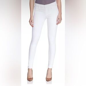 Hudson Nico Mid-Rise Super-Skinny Ankle Jeans in White, Size 29